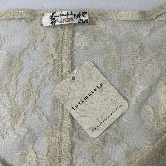 Free People Top Womens Small Ivory Everything in Lace Tunic Tiered Blouse - Picture 5 of 9